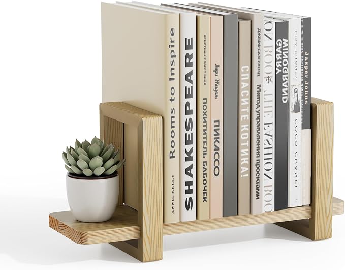 Adjustable Desktop Bookshelf, Wooden Tabletop Bookshelf, Small Desk Shelf for Home, Living Room, Class, Dorm