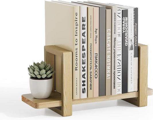 Adjustable Desktop Bookshelf, Wooden Tabletop Bookshelf, Small Desk Shelf for Home, Living Room, Class, Dorm