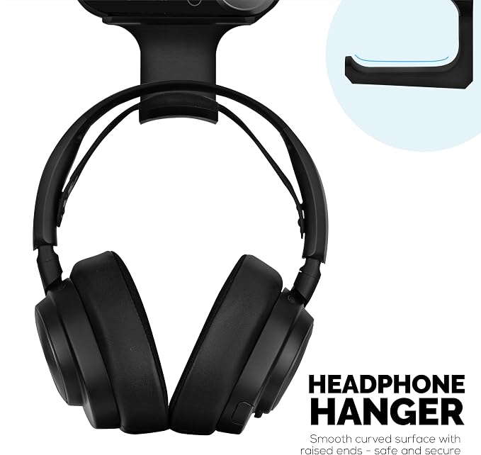 Under Desk Headphone Hanger Stand for Steelseries Arctis Nova Pro, Elite and Pro Omni Wireless Headsets with Dock for the Wireless Base Station by Brainwavz (HPS02)