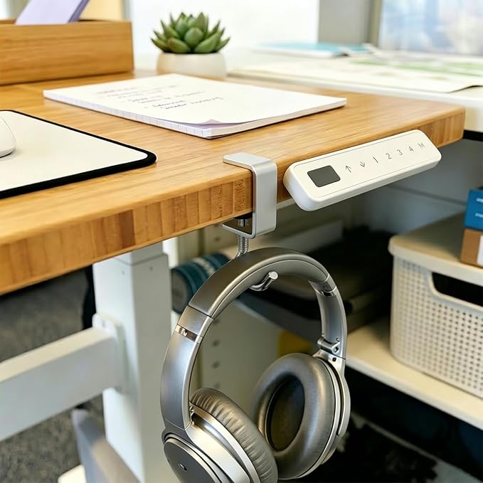 Adjustable Metal Table Hooks for Hanging Purses and Headphones on the Desk at Home and Office, 2-Pack
