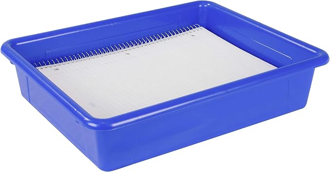 Storex Letter Size Flat Storage Tray – Organizer Bin for Classroom, Office and Home, Blue, 5-Pack (62517U05C)