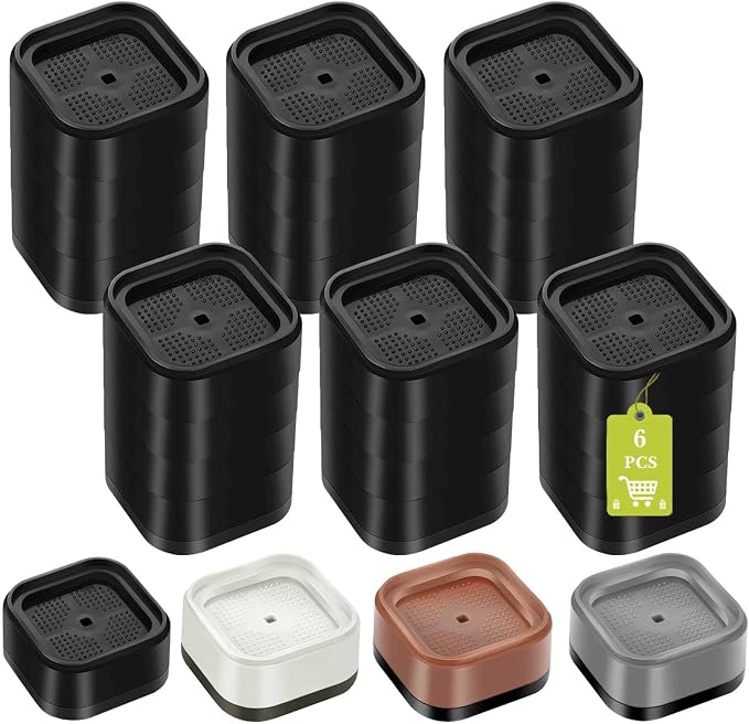 6 Pack Furniture Risers 4 Inch, Adjustable Bed Risers Heavy Duty for Table Desk Couch Chair Sofa Cabinet Bed Legs Dorm, Square Stackable Bed Raisers Blocks Lift Height 1", 2",3"or 4", Black