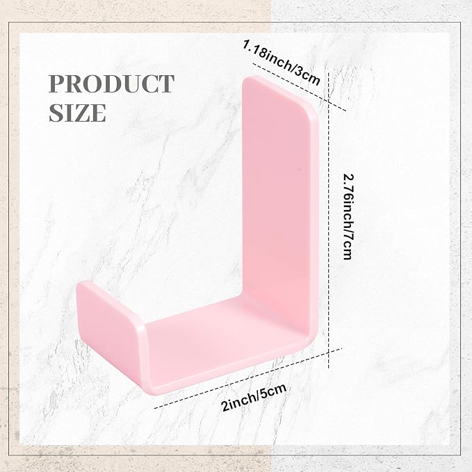 Weewooday 4 Pieces Headphone Hanger Headset Stand Holder Adhesive Wall Mount Headphone Hook for Desk Acrylic Gaming Earphones Hanger with Glues for Earphone Controller(Pink)