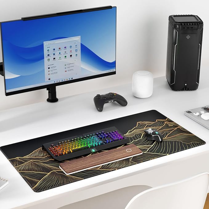 KTRIO Large Gaming Mouse Pad, Desk Mat, 31.5 x 15.7 in, Bright Rise, XXL | Smooth Micro-Weave Surface, Artistic Pattern Design, Non-Slip Rubber Base, Durable Stitched Edges, Office & Home Use