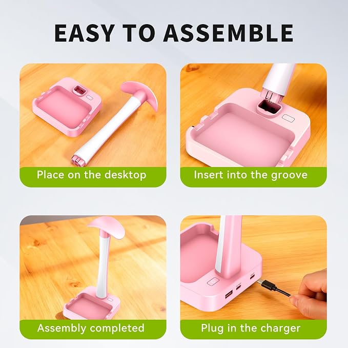 Headphone Stand with Charger,Gaming Headset stand with RGB Light Mode,For Airpod Max Stand,Desk Lamp,Phone Holder,Tablet Holder,desktop organizer,Gifts for Gamers & Music Lover (Pink)