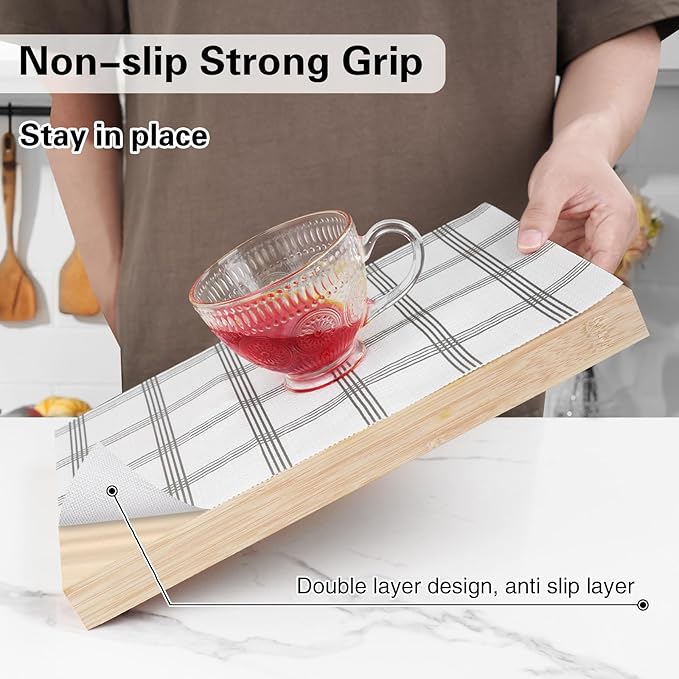 Drawer and Shelf Liner for Kitchen Cabinet,Non-Adhesive Cabinet Liner 18in x 20FT,Waterproof Shelf Paper Non-Slip Mats Cupboard Liners Contact Protect Dresser/Shelves/Table-White Stripes