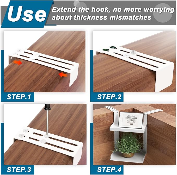 6 Pcs Cubicle Shelf Hanger Extenders - Desk Shelf Extension Fit for Office Workstation Width Extension, Metal Cubicle Storage Hangers Expanders for Office Organization (White)