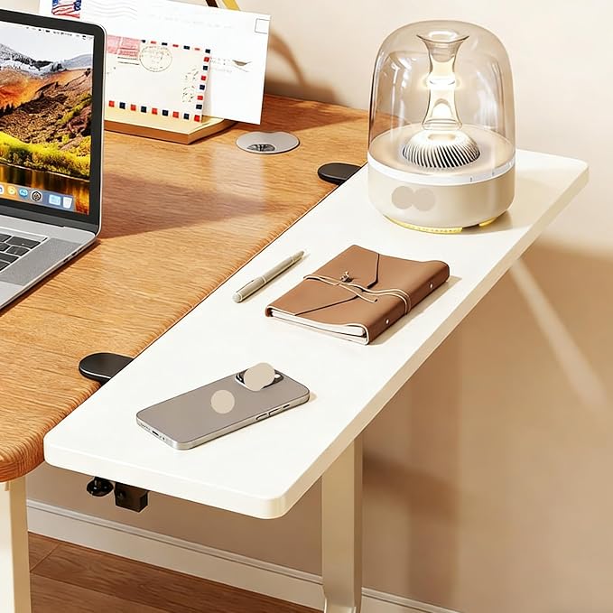 White,80 * 25,Desk Extender Tray, 35.4" x 9.8" Clamp On Desk Shelf, Wood Desk Extension, Table Desk Arm Rest, Clamp On Keyboard Tray for Office and Home, Workstation Organizer, Large