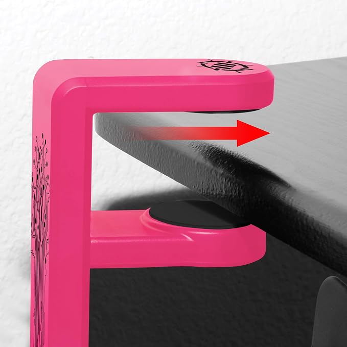 Enhance Gamer Headset Holder with 360 Degree Swivel Arm, Universal Table and Desk Clamp with Integrated Cable Storage – Pink