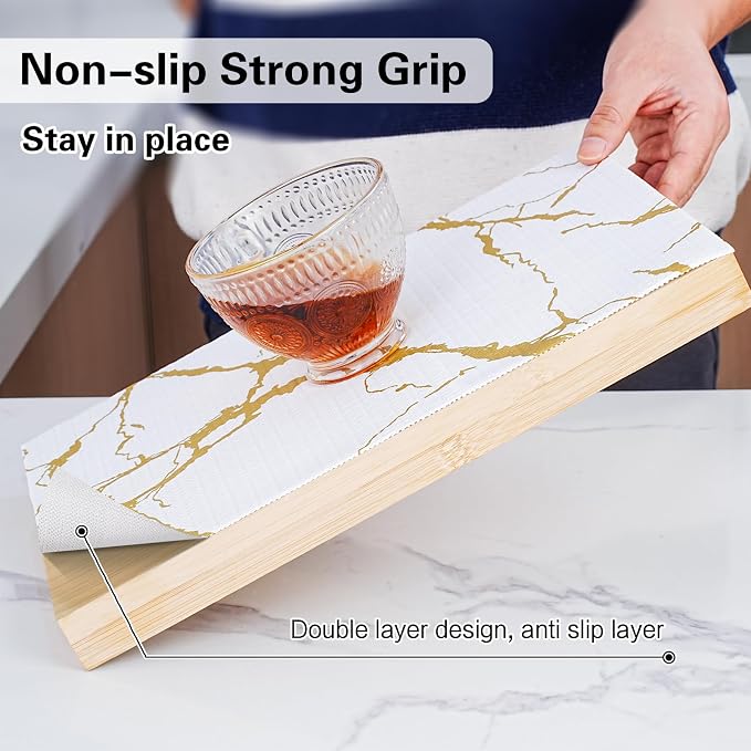 Drawer and Shelf Liner for Kitchen Cabinet,Non-Adhesive Cabinet Liner 24in x 20FT,Waterproof Shelf Paper Non-Slip Mats Cupboard Liners Contact Protect Dresser/Shelves/Table-Gold Marble