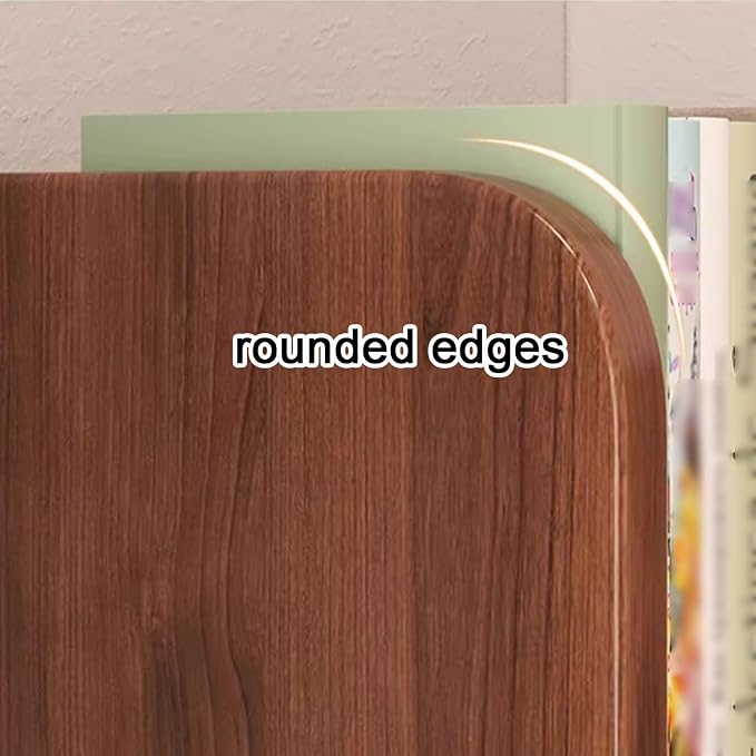 Desktop Corner Bookshelf with Storage Stable Wooden Structure Multifunctional Freestanding Display Rack for Home Dorm Office Supplies(Natural)