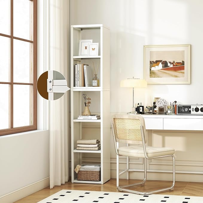 IRONMIX Metal 3 Cube Storage Organizer, Short White Bookshelf with Storage Cabinet, Narrow Nightstand, Modern Cube Storage Shelf Slim Bedside Table for Small Places, Living Room, 15 min Assembly