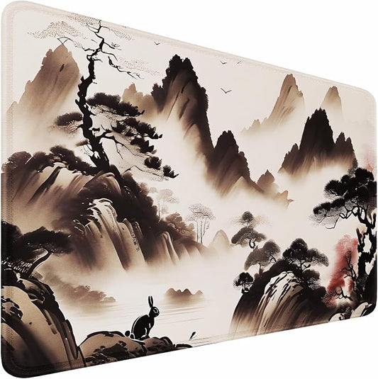 Mousepad, 31.5x15.7 inch Large Extended Gaming Computer Keyboard Mouse Mat, Water Resist Non-Slip Mousepad Rubber Base Long XXL Mouse Pad for Work & Gaming, Office & Home, Landscape Painting