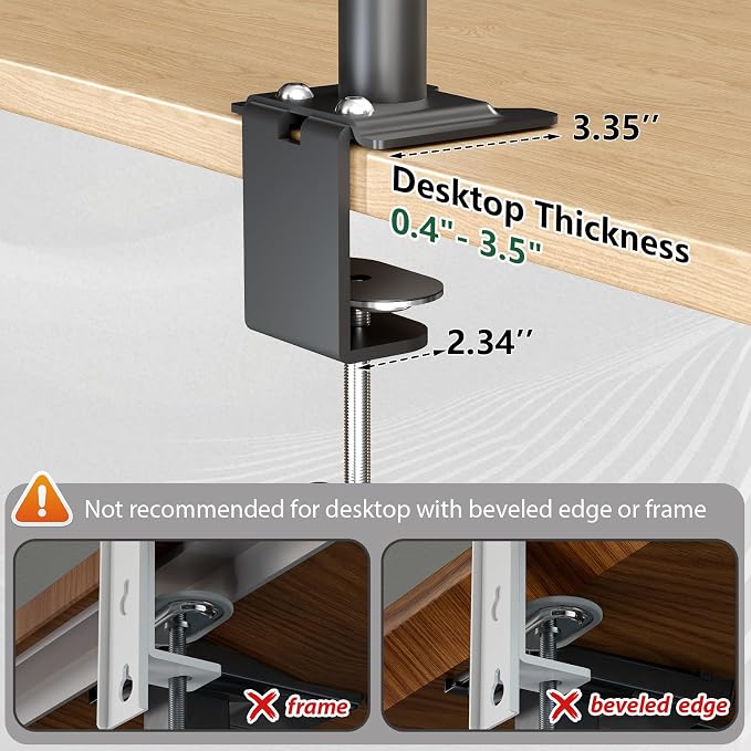 3 Tier Clamp-on Desk Shelf Height Adjustable, 360° Rotatable Desktop Storage Tray with Baffle, Over or Under Desk Organizer Shelf for Office Accessories, Black