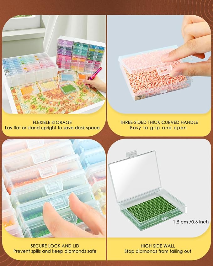 Diamond Art Trays with Lids, 30PCS Diamond Painting Trays with Lids ＆ Diamond Painting Storage, Diamond Painting Accessories for Diamond Art Beads (1 Pack)