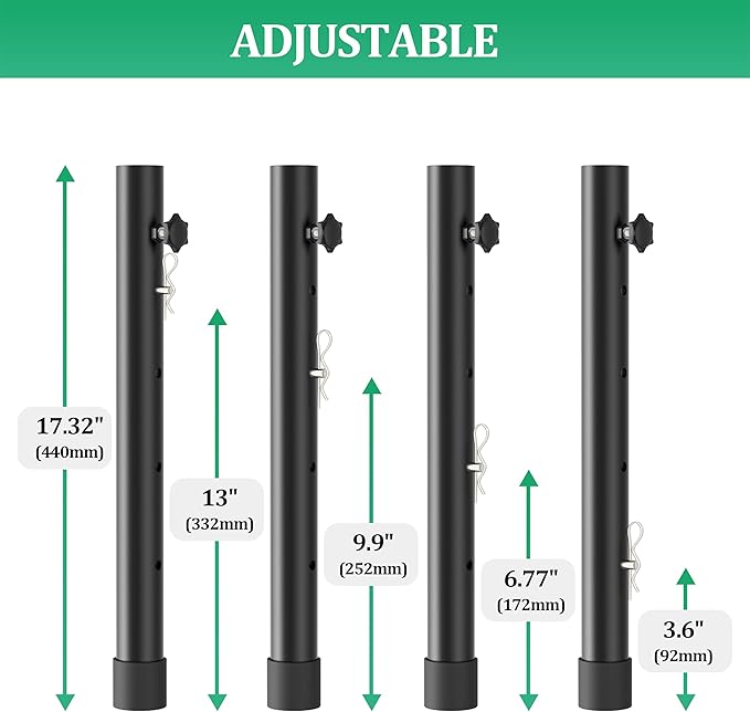 Folding table risers for Folding Tables Straight/Bent Leg, Dural Folding Table Leg Extensions 4 Levels/Heights Table Leg extenders 3.6in | 6.77in | 10in | 13in-All for Treating Your Back pain