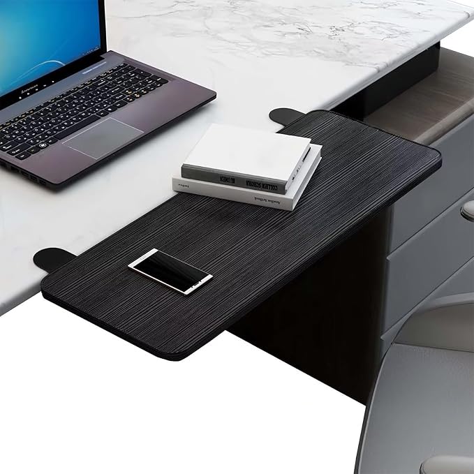 Ergonomic Clamp-On Desk Extender Tray - Foldable Keyboard & Arm Support - No-Drill Extension Shelf for Multi-Use Spaces