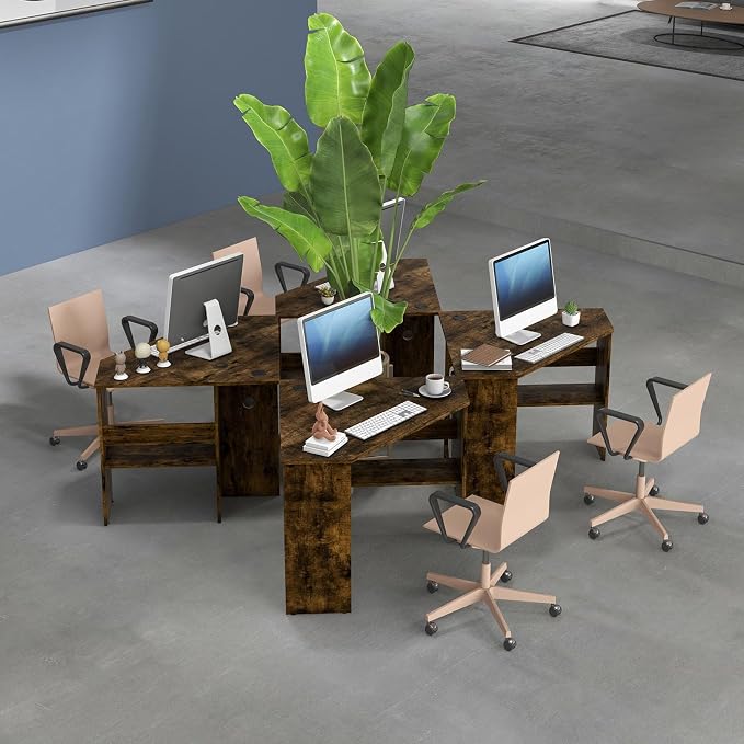 SlickBlue Corner Computer Desk with Triangle Design and Storage Shelf for Space-Saving