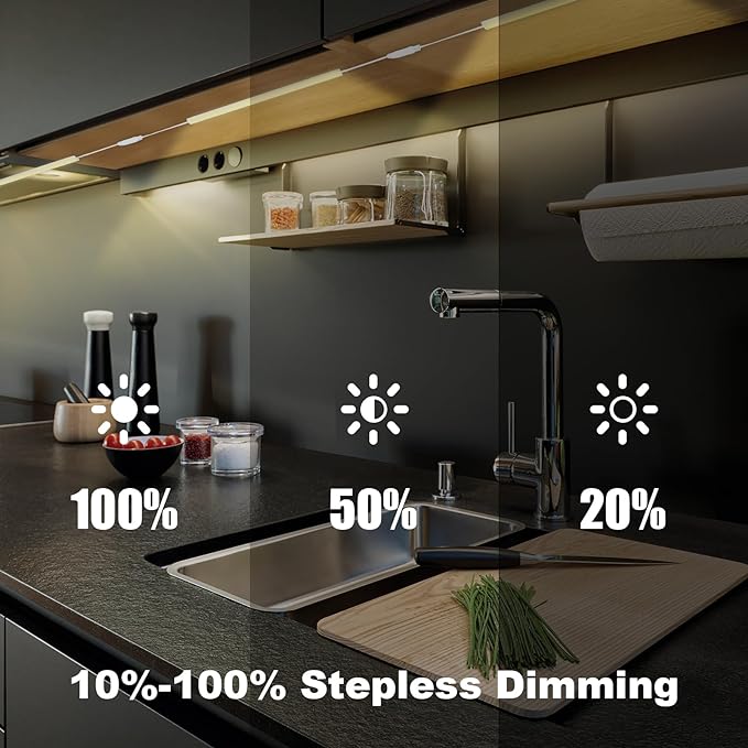Under Cabinet LED Lights, Dimmable Under Cabinet Lighting, 4 Pack LED Lights for Kitchen Under Cabinet, Under Counter Light Natural White 4500K