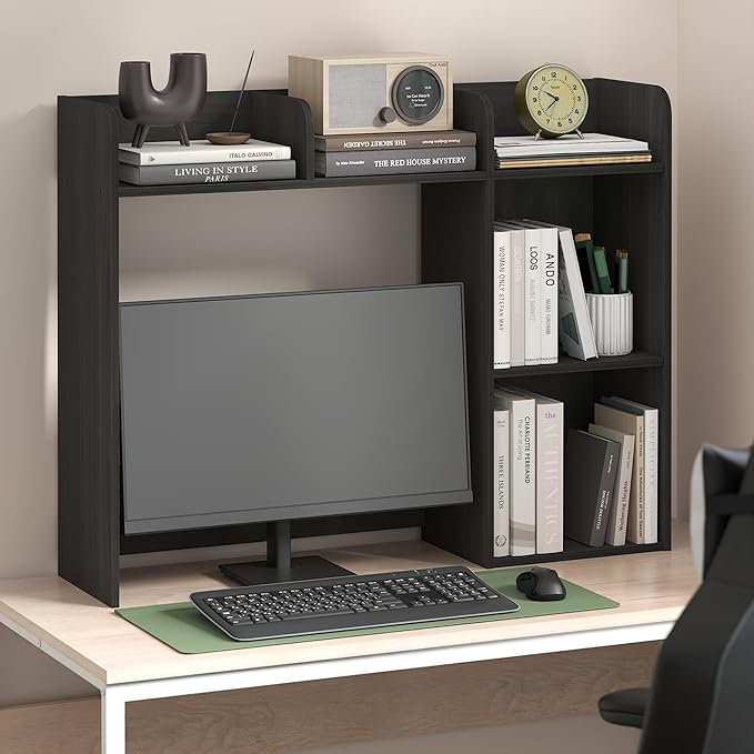 Furinno Classic Desk Shelf, 5-Shelf Desktop Hutch, Book Shelf, 3-Tier Desk Organzier, for Office Supplies, Office Desk Accessories, for Home Office, College, Dorm, White
