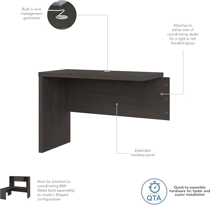 Bush Business Furniture Echo Desk Return/Bridge, Charcoal Maple