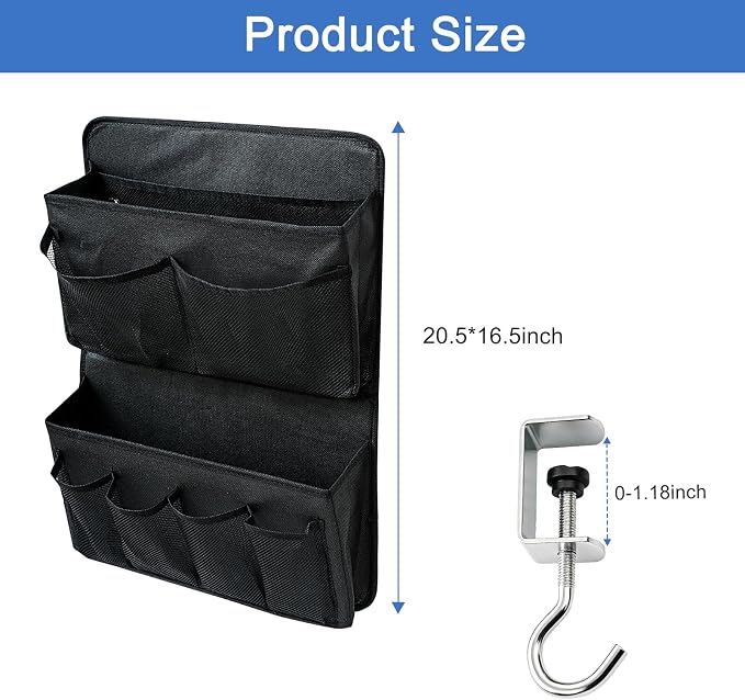 Desk Side Storage, Sesktop Storage Pouch, Drill-free Laptop Holder, Clip-on Multifunctional Laptop Stand with Pen Holder, Hanging Desktop Storage Rack for Home Offices