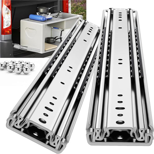 YENUO Heavy Duty Drawer Slides 12 14 16 18 20 22 24 26 28 30 32 34 36 38 40 44 48 52 56 60 Inch Full Extension Side Mount Ball Bearing Long Rails Track Guide Glides Runners Load 420 Lbs 1 Pair