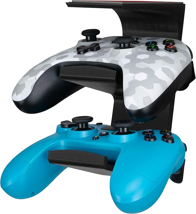 The IRIS - Under Desk Dual Universal Game Controller Mount Holder Hanger for XBOX ONE, SERIES X, PS5, PS4, PS3, SWITCH, STEELSERIES Gamepad & More, No Screws by Brainwavz