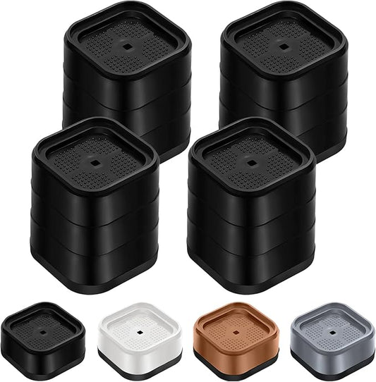 Furniture Risers Adjustable Bed Risers Heavy Duty Lifts Height 3", Square Stackable Bed Risers 1, 2, 3 or 4 Inch for Desk Leg Table Couch Sofa Chair Bed Frame Legs Dorm, 1+1+1 Inch, Black, 4 Pack