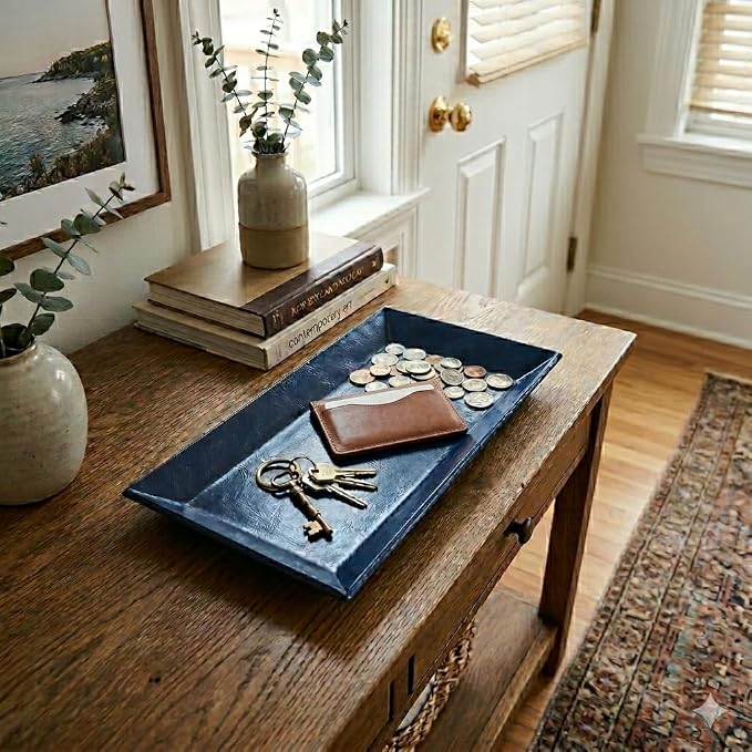 Jewelry Tray ADO-PL045, Navy | Accessory Organizer, Change Tray, Card Holder, Checkout Tray, Desk Organizer