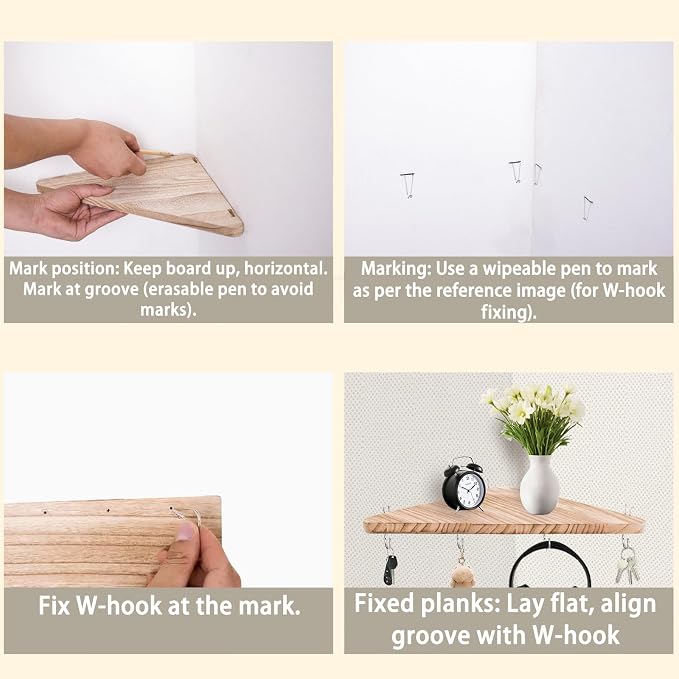 Cubicle corner shelf with hook：2pcs 16.5in wood triangle cubicile hanging shelves organization accessories fabric walls organizer for use in office cubicles office stylish decoration for women's desks