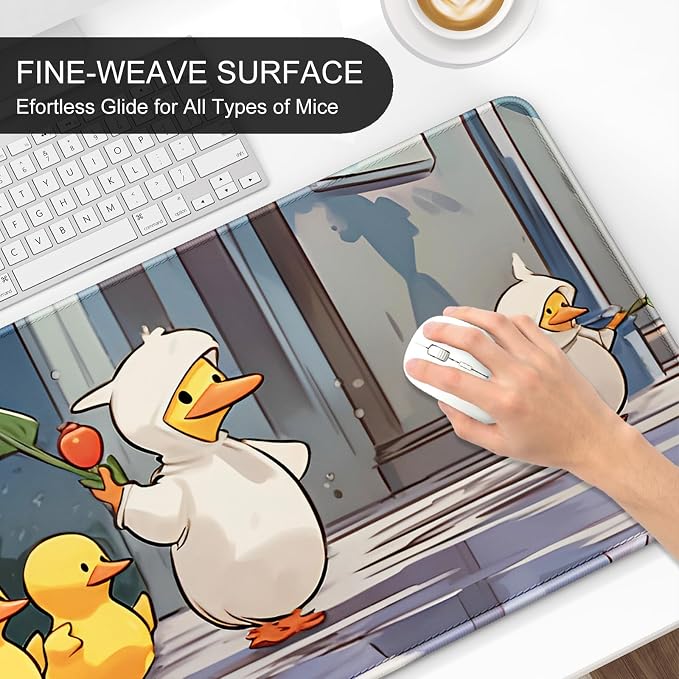 Auhoahsil Ultra Large Gaming Mousepad, XXL Extended Full Size Desktop Matt for Keyboard, Laptop & Computer, 35.5 x 15.7 in, Anime Cute Ducks