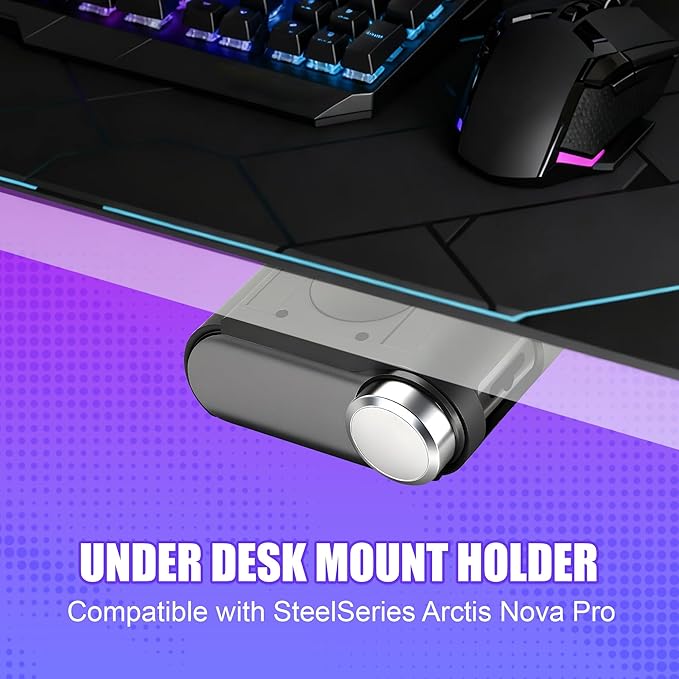 Under Desk Stand Holder Compatible with SteelSerie Arctis Nova Pro Wireless Headphones Base Station, Magnetic Stand Compatible with Wireless Gaming Headset Arctis Pro Base