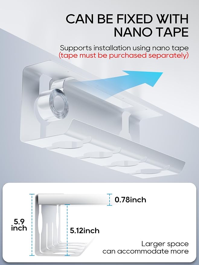 NODOCA No Drill Under Desk Cable Management Tray, 17'' Wire Management, Punch-Free Clamp on, Metal Cable Tray, Wire Organizer Under Desk, Under Dessk Basket for Office and Home, White