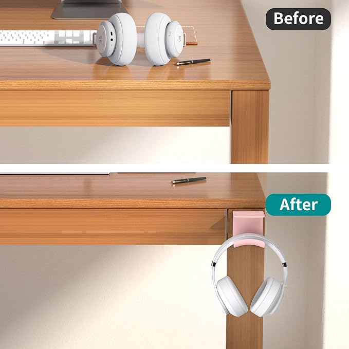 HomeMount Under Desk Headphone Holder - Adhesive Headphone Stand Hanger Table Mount for Most Headphones(Pink-2P)