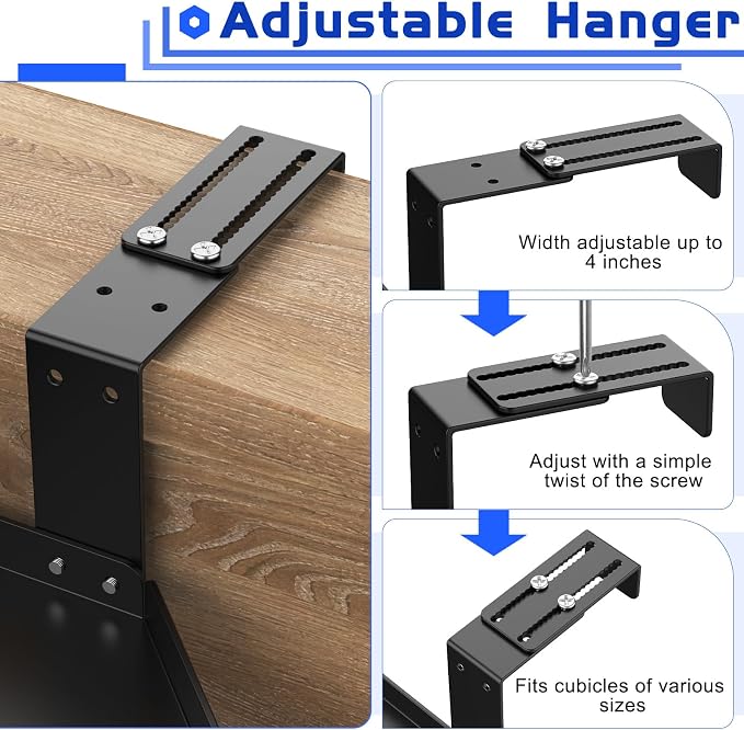 11in Office Cubicle Corner Shelf with Hooks Adjustable More Holes for Greater Durability & Thickness Cubicle Shelf Hanging