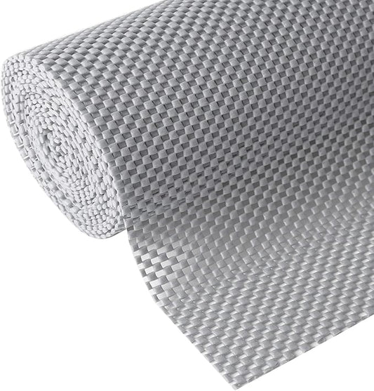 Shelf and Drawer Liner, Non-Adhesive Non Slip and Grip Durable Clean Pad Full Size 17.7 Inches x 20 Feet for Drawers, Shelves, Cabinets, Storage, Kitchen, Desks, Kitchenware, Tableware, Light Gray