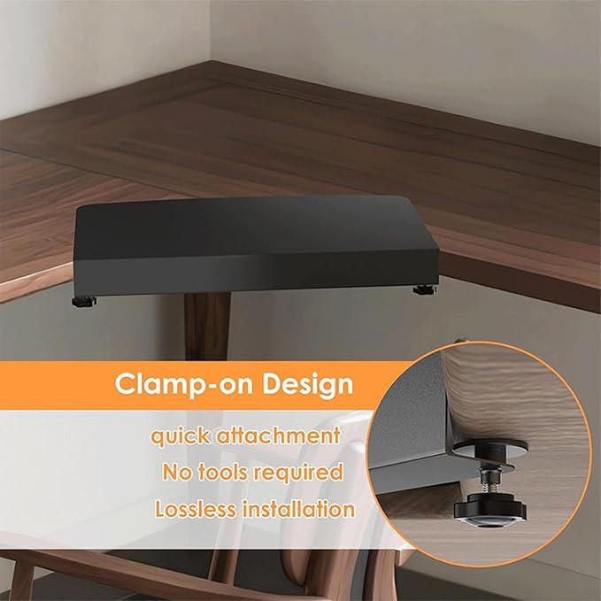 Table Extender for Desk - L Shaped Platforms, Clamp-On Desks Attachments, Ergonomic Workspaces Expansions, Reinforced Rigid Support Component | Desktop Extension for Studios & Computer Rooms
