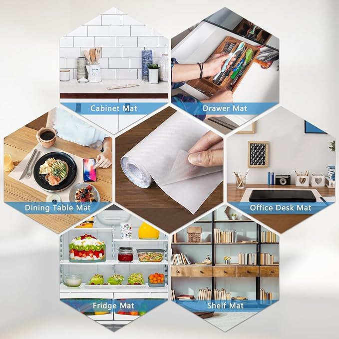 Self-Adhesive Shelf Liner Kitchen Liner, Waterproof Backed Paper Easy Peel and Stick Contact Liner Without Residue for Decor Your Desk Surface, Kitchen Countertops (Clear, 23.6 x 236.2 inches)