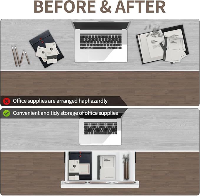 Under Desk Mounted Sliding Drawer to pull out, Attachable Desk Pencil Drawer Ball-Bearing Slides
