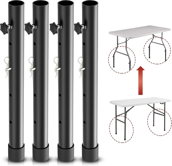 Folding table risers for Folding Tables Straight/Bent Leg, Dural Folding Table Leg Extensions 4 Levels/Heights Table Leg extenders 3.6in | 6.77in | 10in | 13in-All for Treating Your Back pain