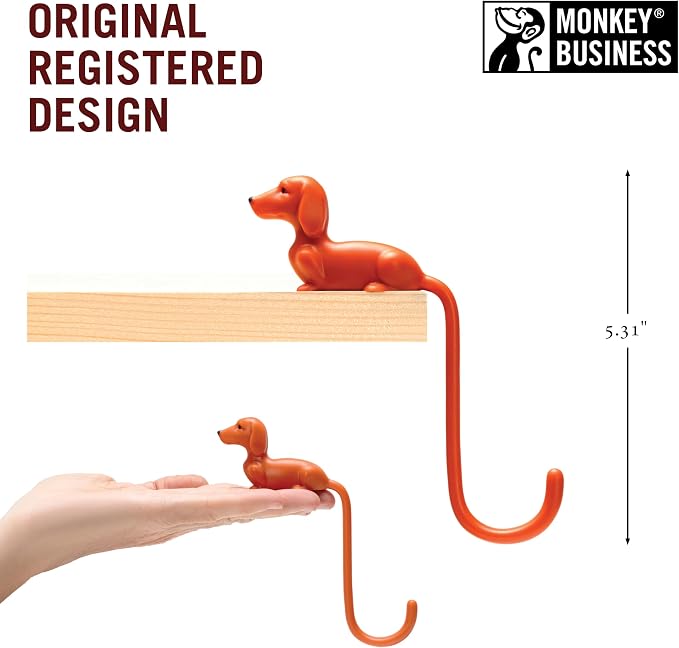 Monkey Business Rusty The Dog Tail Hook for Computer Screen, Desk Headphone Hanger Organizer Decorative Hooks, Adhesive Hook for Hanging Keys Cables Hats and Computer Accessories