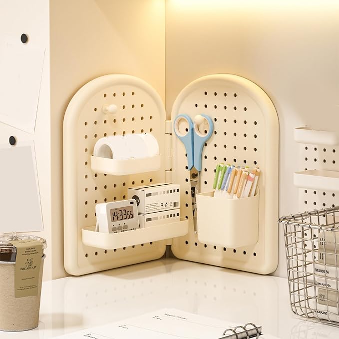 Corner Mounted Wall Organizers Adjustable Pegboard Shelf Space Saving Designs for Study Desk Workspaces Storage