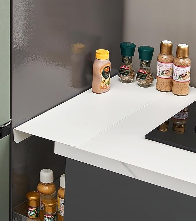 Metal Kitchen Refrigerator Gap Partition Countertop Gap Extension Board, Refrigerator Side Partition, Gap Covers Between Countertop And Walls, No Drill (Black, 7.87 * 7.87inch)