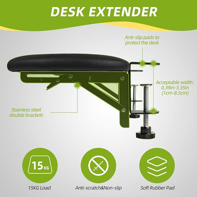 Desk Extender Adjustable Arm Rest Support for arm Support for Computer Desk Ergonomic Arm Rest Extender Rotating Mouse Pad Holder for Table Office Desk