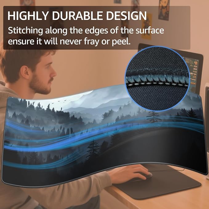 KTRIO Large Gaming Mouse Pad, Desk Mat, 31.5 x 15.7 in, Cloud Forest, XXL | Smooth Micro-Weave Surface, Artistic Pattern Design, Non-Slip Rubber Base, Durable Stitched Edges, Office & Home Use