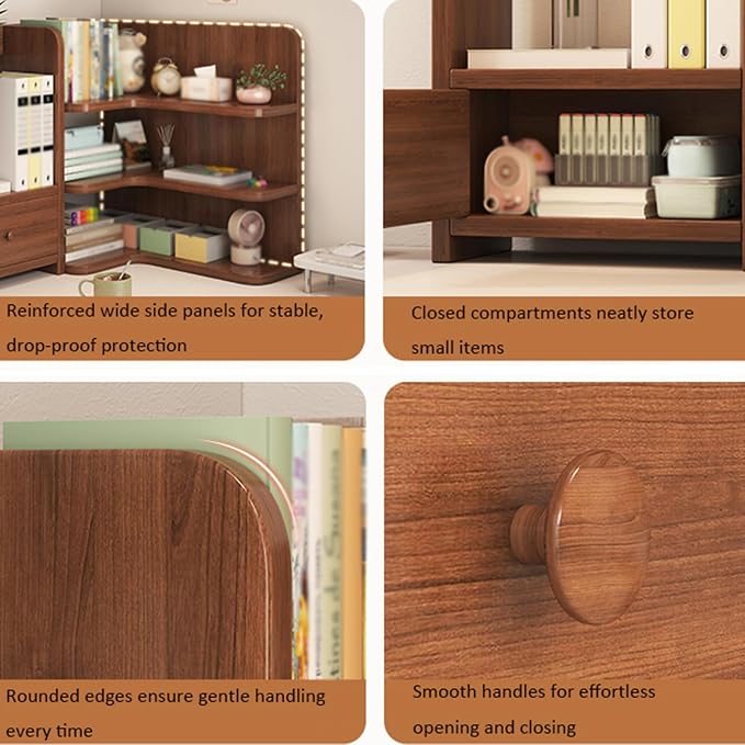 Corner Desk Bookshelf with Cabinet，Study/Working Tabletop Corner Storage Rack, Suitable for Home Office, Dorm (Wood 50cm(19.7")*30cm(11.8"))