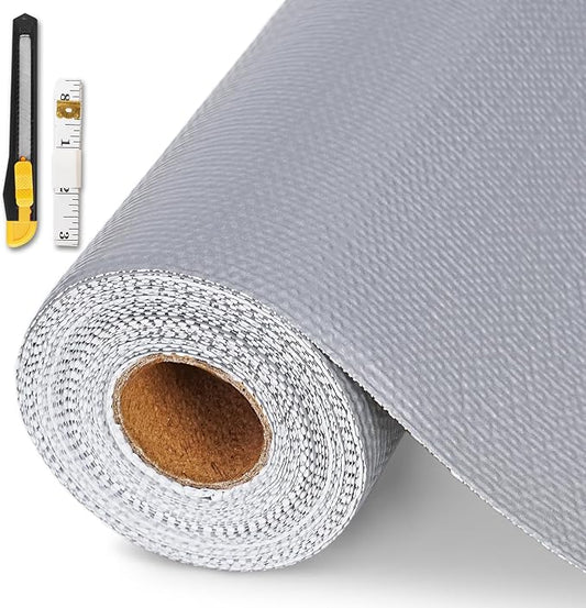 Drawer and Shelf Liner for Kitchen Cabinet,Non-Adhesive Cabinet Liner 24in x 10FT,Waterproof Shelf Paper Non-Slip Mats Cupboard Liners Contact Protect Dresser/Shelves/Table-Grey