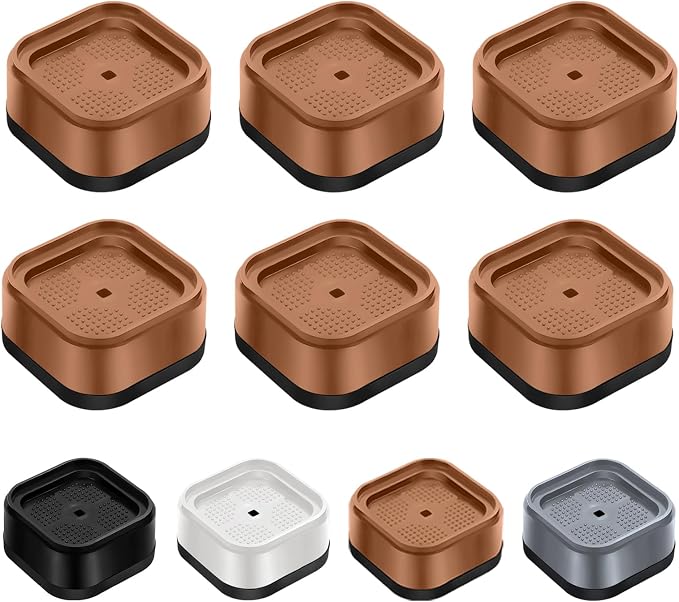 shouwuhho 6 Pack Furniture Risers Adjustable Bed Risers Heavy Duty Lifts Height 1", Square Stackable Bed Risers 1, 2 or 3 Inch for Desk Leg Table Couch Sofa Chair Bed Frame Legs Dorm, Brown