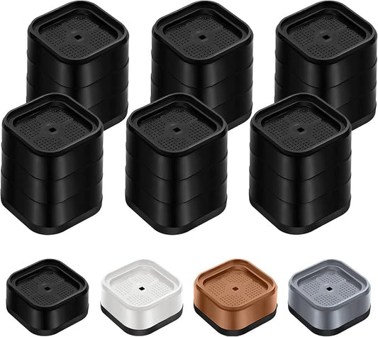 Furniture Risers Adjustable Bed Risers Heavy Duty Lifts Height 3", Square Stackable Bed Risers 1, 2, 3 or 4 Inch for Desk Leg Table Couch Sofa Chair Bed Frame Legs Dorm, 1+1+1 Inch, Black, 6 Pack